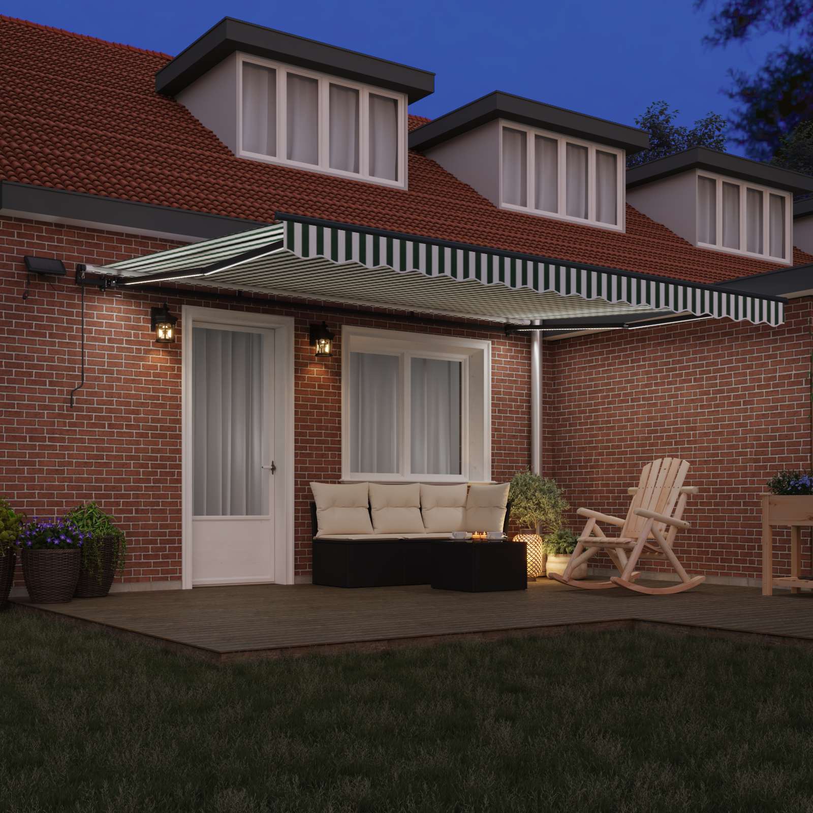 Tenda retrattile Verde e Bianco 450 × 300 cm | homemem39
