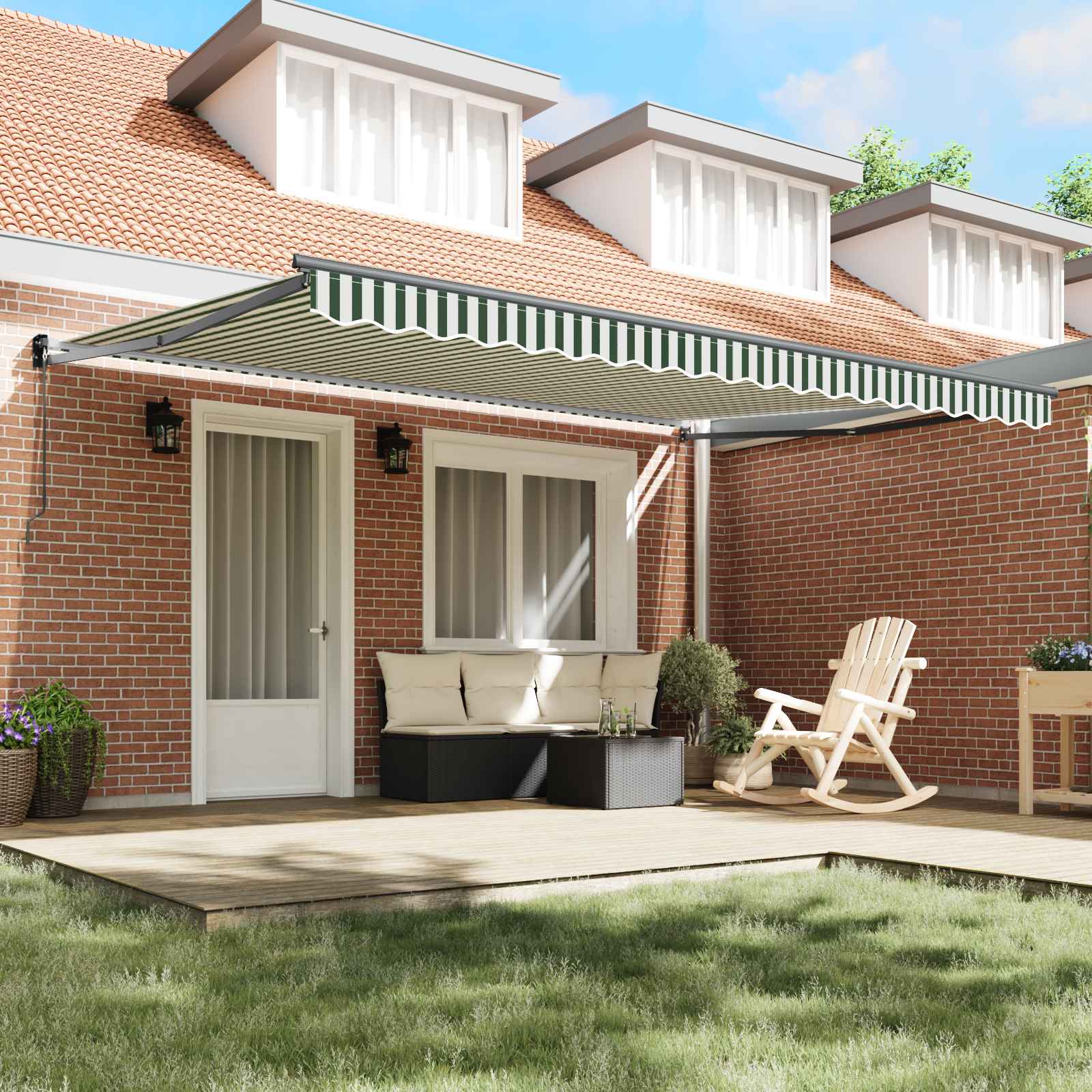 Tenda retrattile Verde e Bianco 450 x 300 x 165 cm | homemem39