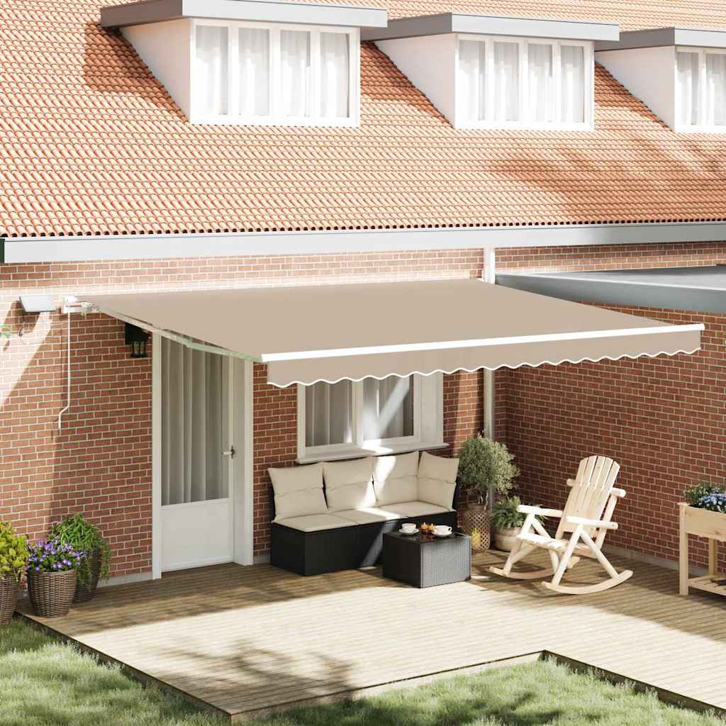 Tenda retrattile Beige 450 × 350 cm Tessuto e Alluminio | homemem39