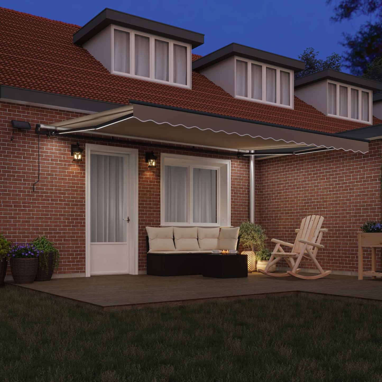 Tenda retrattile Beige 450 × 350 cm Tessuto e Alluminio | homemem39