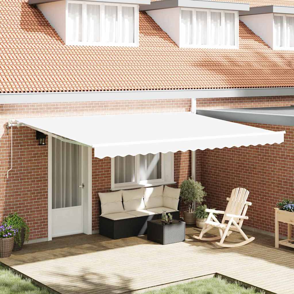 Tenda retrattile Bianco 450 × 350 cm Tessuto e Alluminio | homemem39