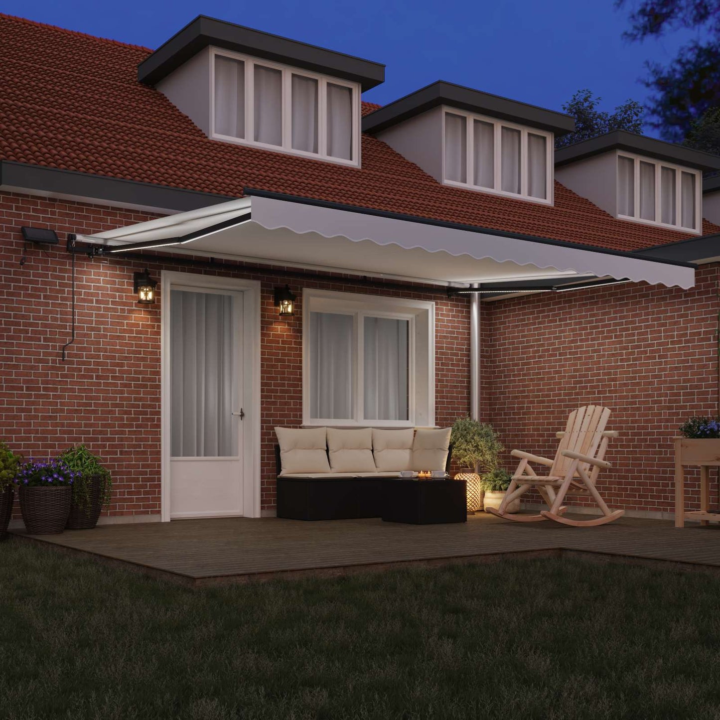 Tenda retrattile Bianco 450 × 350 cm Tessuto e Alluminio | homemem39