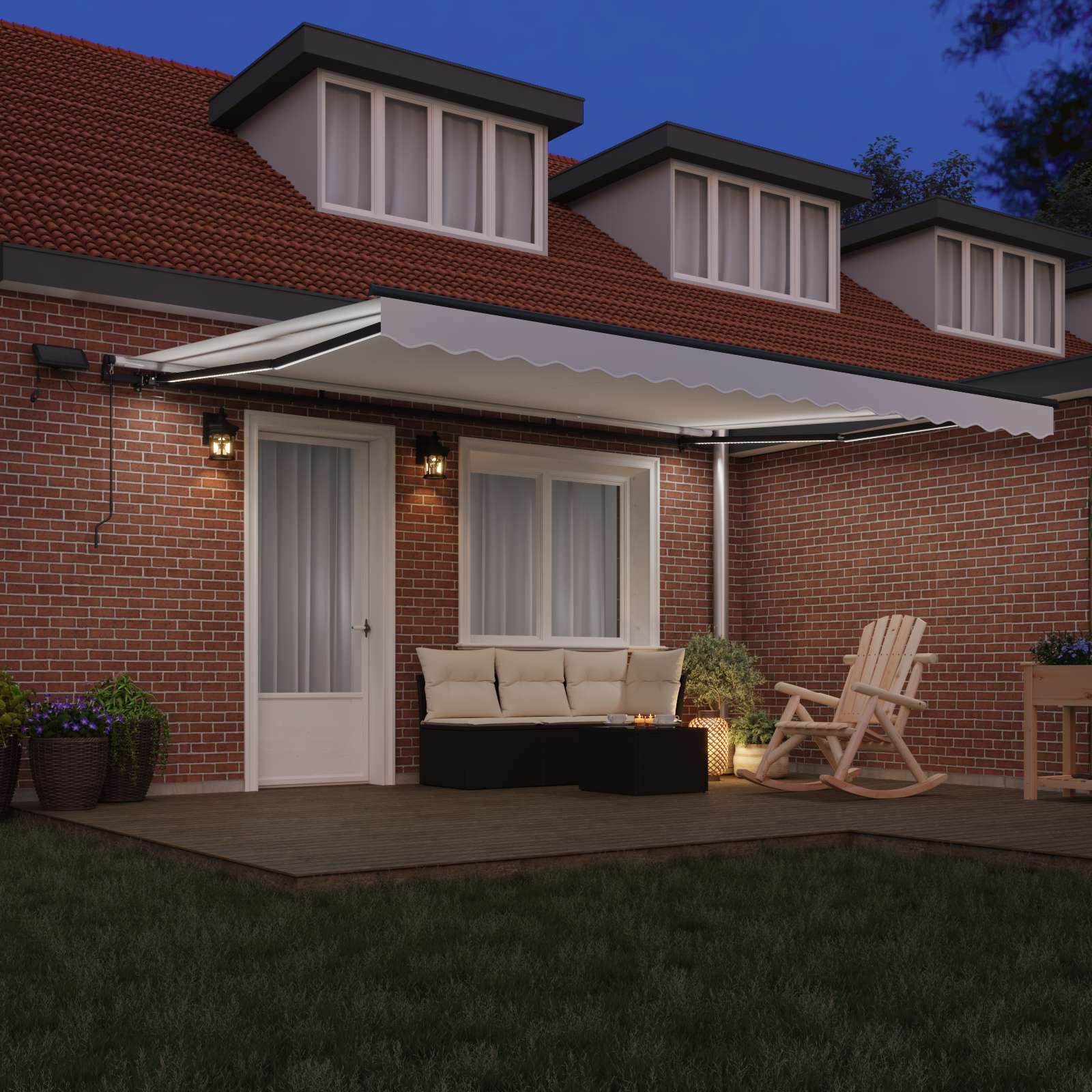 Tenda retrattile Bianco 450 × 350 cm Tessuto e Alluminio | homemem39
