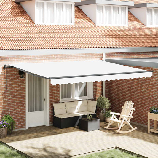 Tenda retrattile Bianco 450 × 350 cm Tessuto e Alluminio | homemem39
