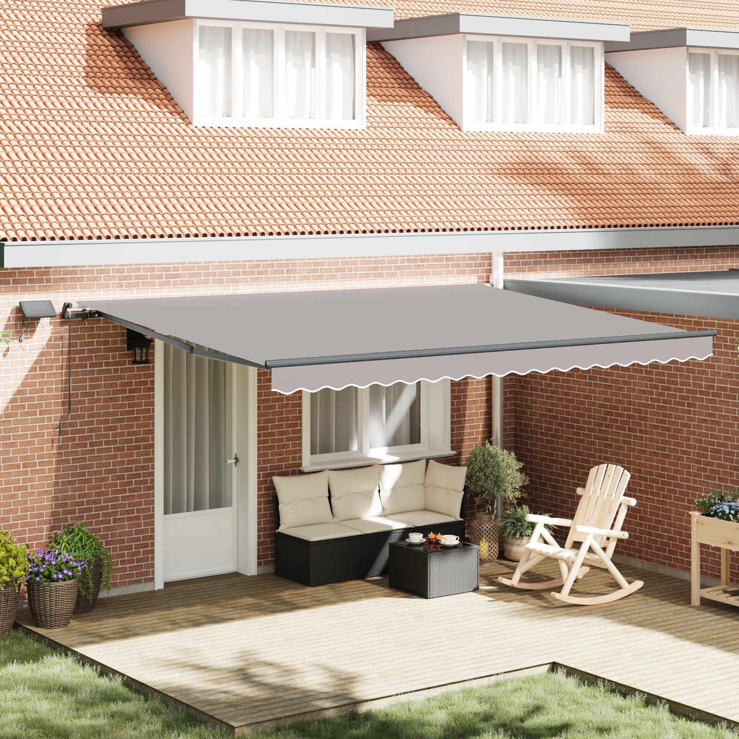 Tenda retrattile Grigio Chiaro 450 × 350 cm Tessuto e Alluminio | homemem39