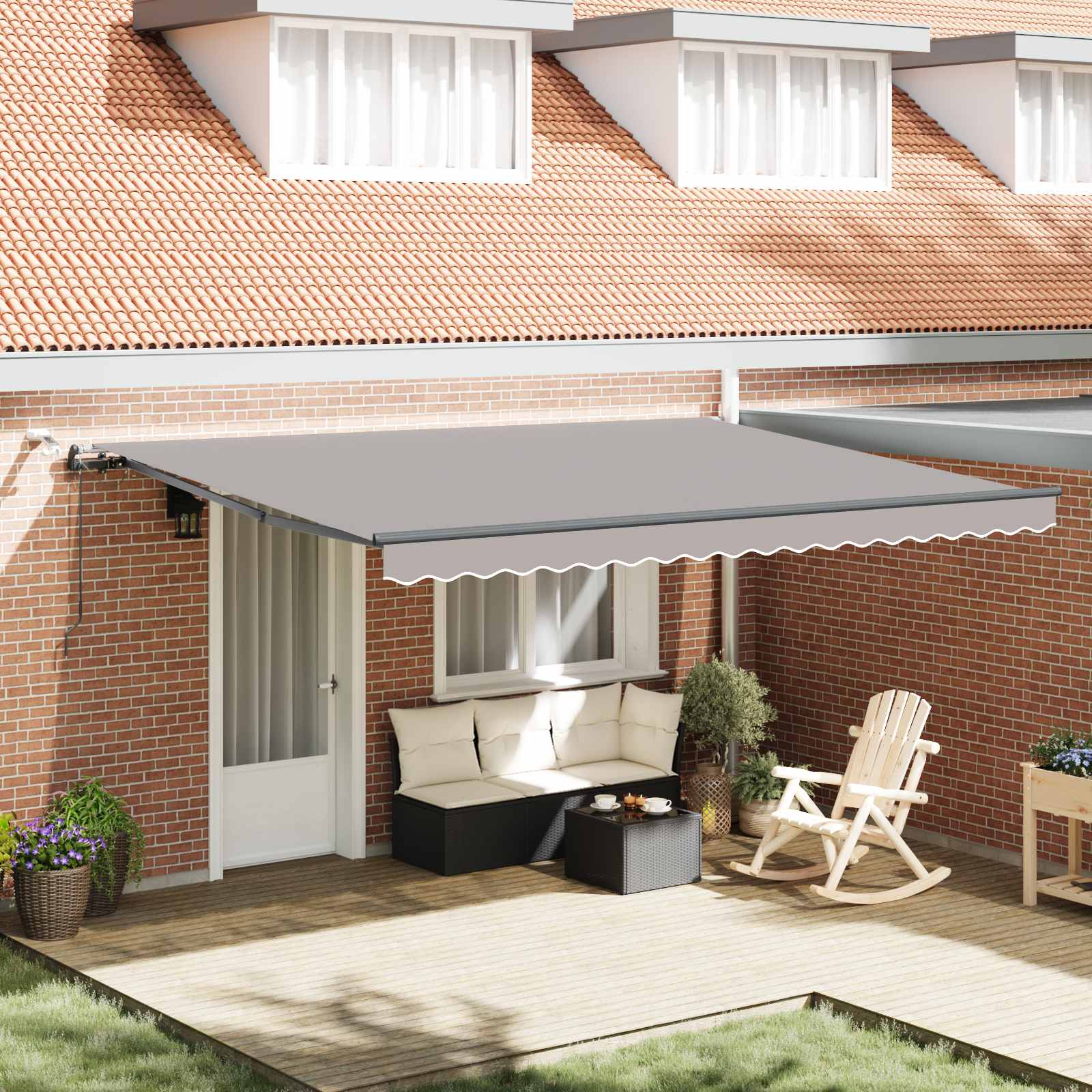 Tenda retrattile Grigio Chiaro 450 × 350 cm Poliestere | homemem39