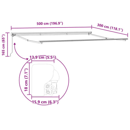 Tenda Retrattile Blu e Bianco 500 × 300 cm Poliestere e Metallo