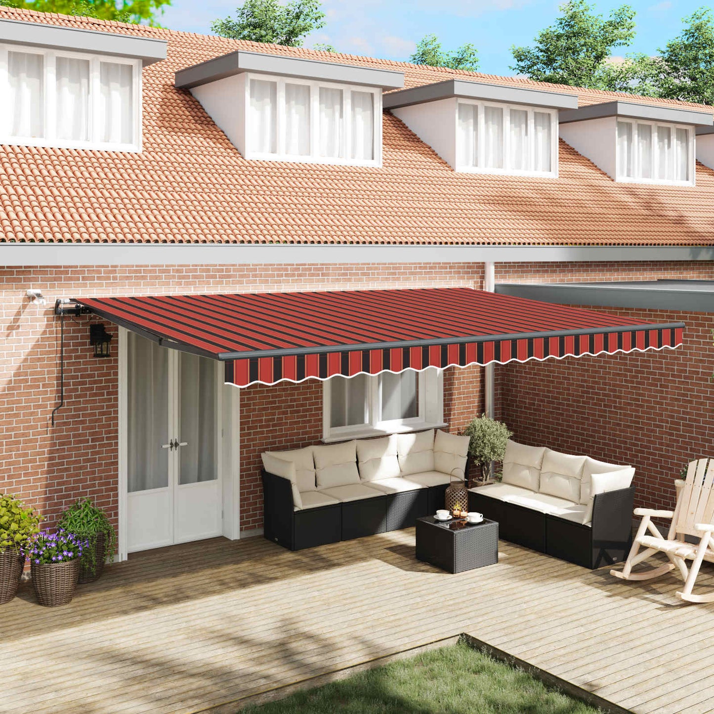 Tessuto per Tenda arancione e marrone 500 × 300 cm Poliestere | homemem39