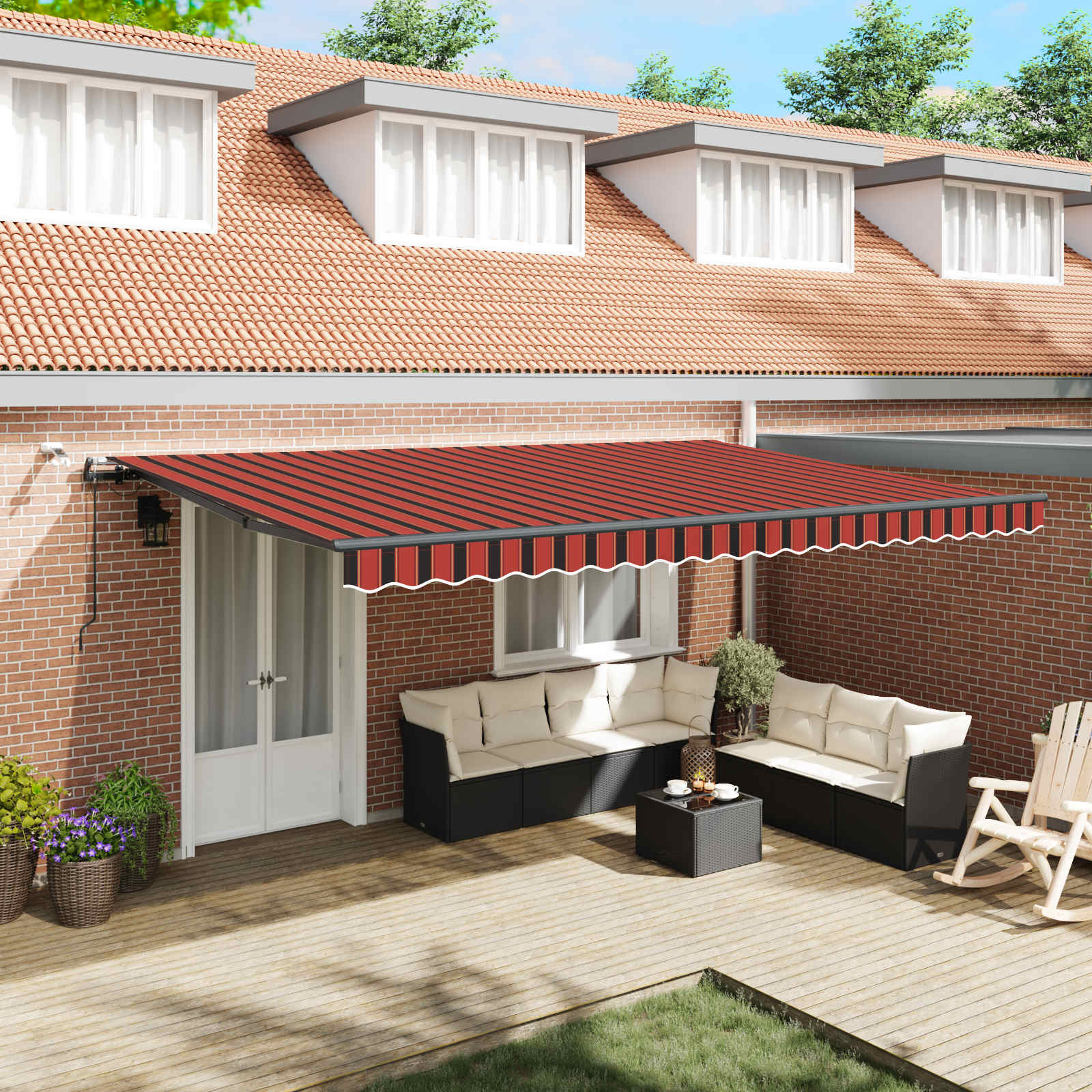 Tessuto per Tenda arancione e marrone 500 × 300 cm Poliestere | homemem39
