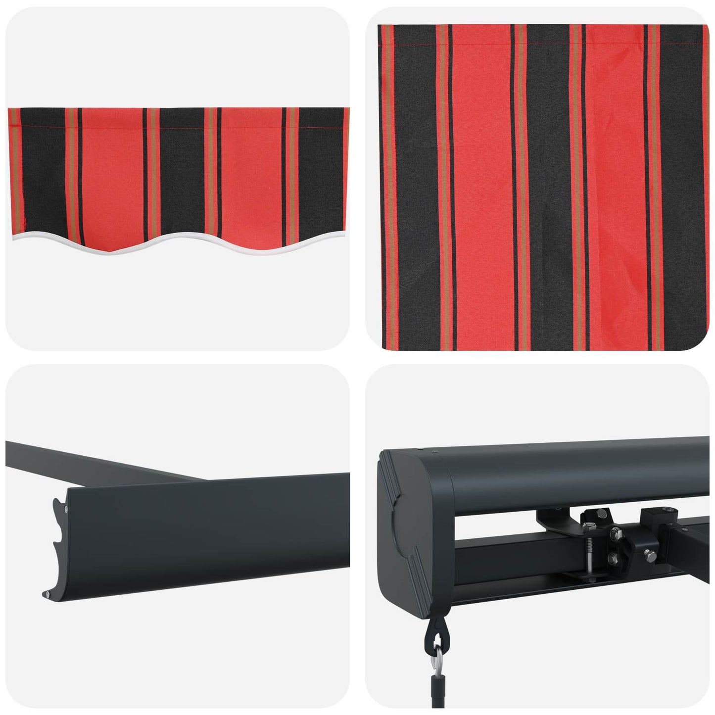 Tenda Retrattile Rosso e Nero 500 × 300 cm Tessuto e Metallo | homemem39