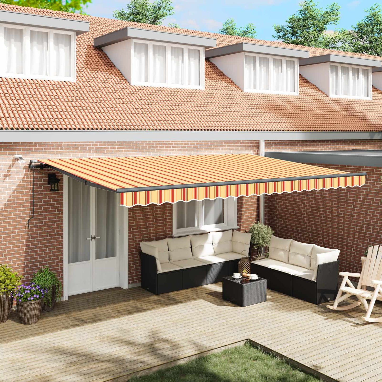 Tenda retrattile Giallo e Arancione 500 × 300 cm Poliestere | homemem39