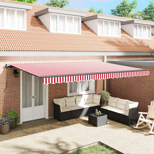 Tenda retrattile Rosso e Bianco 500 × 300 cm | homemem39