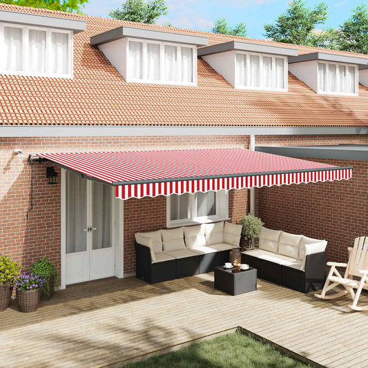 Tenda retrattile Rosso e Bianco 500 × 300 cm Poliestere | homemem39