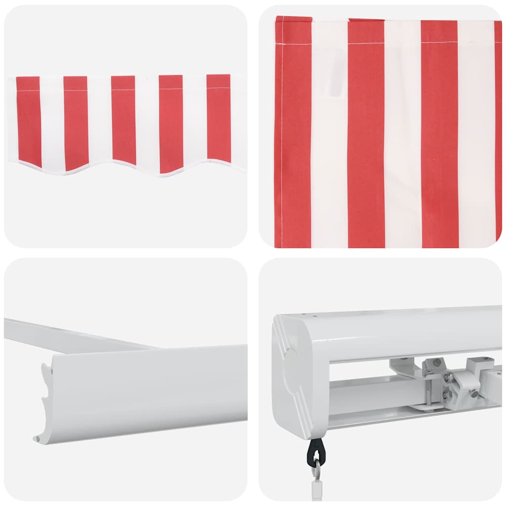 Tenda retrattile Rosso e Bianco 500 × 300 cm Tela e Alluminio | homemem39