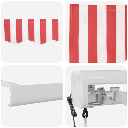Tenda retrattile Rosso e Bianco 500 × 300 cm Tessuto e Metallo | homemem39