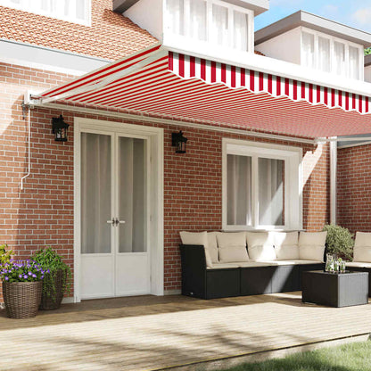 Tenda retrattile Rosso e Bianco 500 × 300 cm Tessuto e Metallo | homemem39
