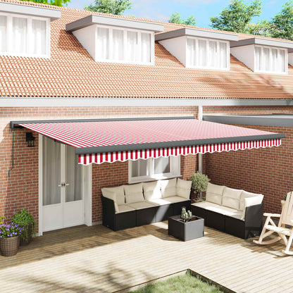 Tenda retrattile Rosso e Bianco 500 × 300 cm Tela e Alluminio | homemem39