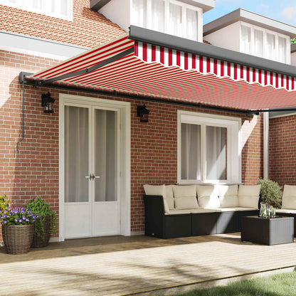 Tenda retrattile Rosso e Bianco 500 × 300 cm Tela e Alluminio | homemem39