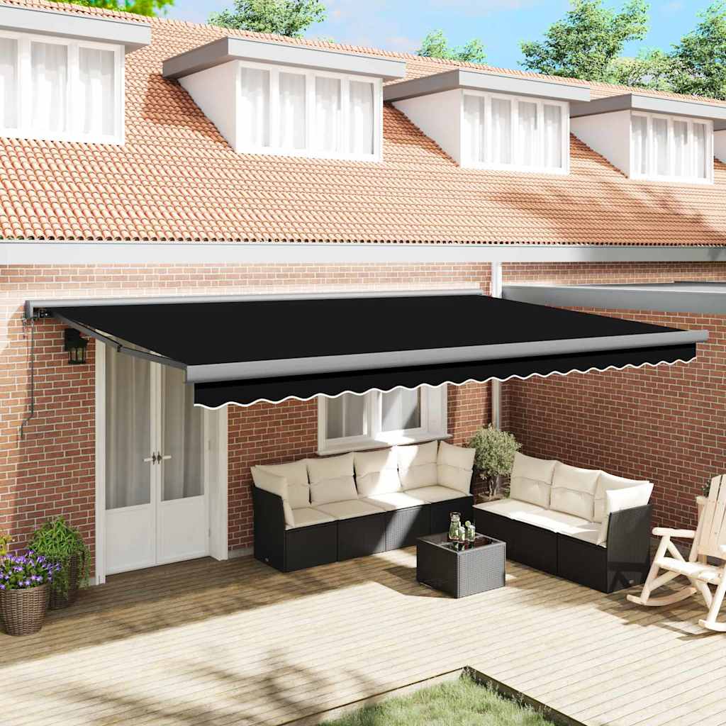 Tenda Retrattile Nero 500 × 300 cm Tessuto, Metallo