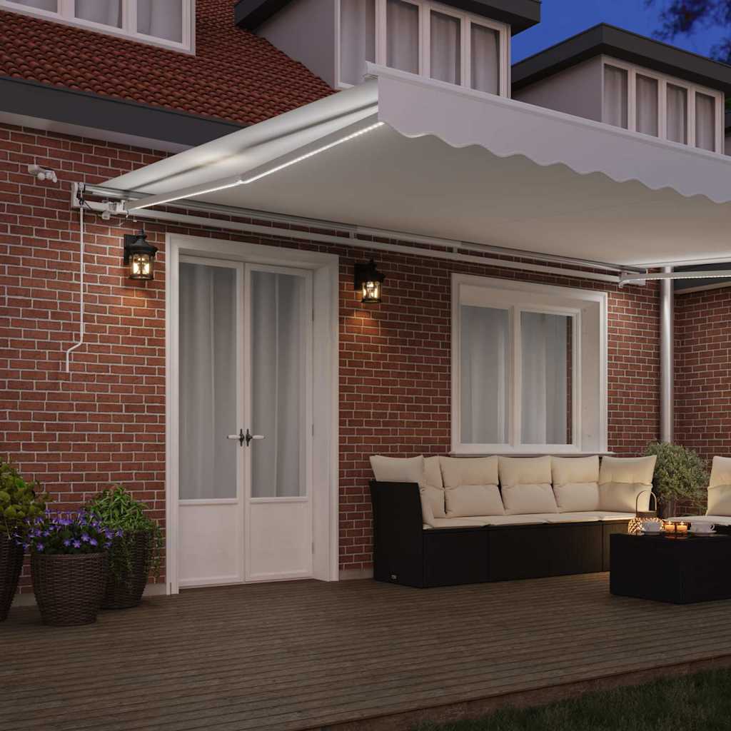 Tenda Retrattile Bianco 500 × 300 cm Tessuto e Metallo - homemem39