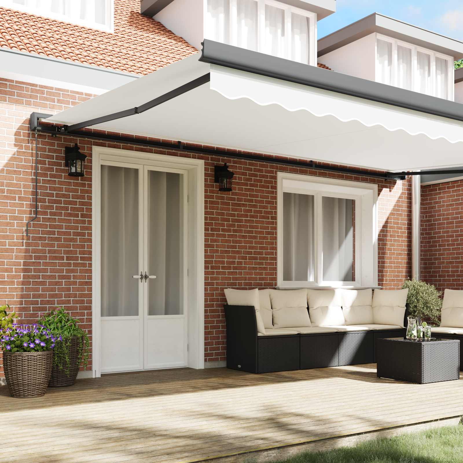 Tenda retrattile Bianco 500 × 300 cm Tela e Alluminio | homemem39