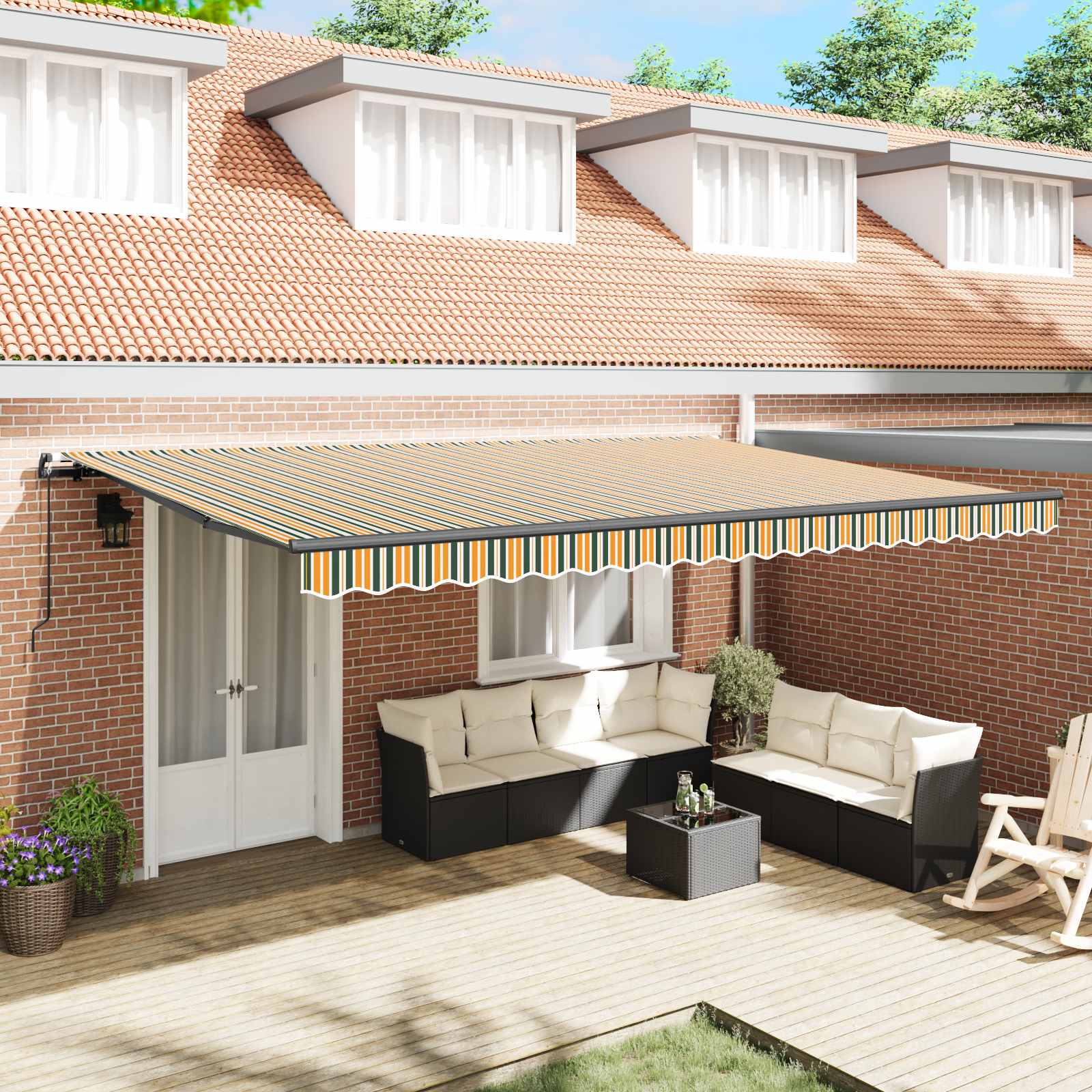 Tenda retrattile Verde e giallo 500 × 300 cm | homemem39
