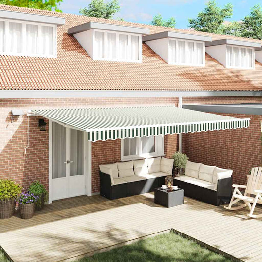 Tenda retrattile Verde e Bianco 500 × 300 cm | homemem39