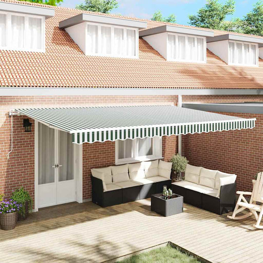Tenda retrattile Verde e Bianco 500 × 300 cm | homemem39