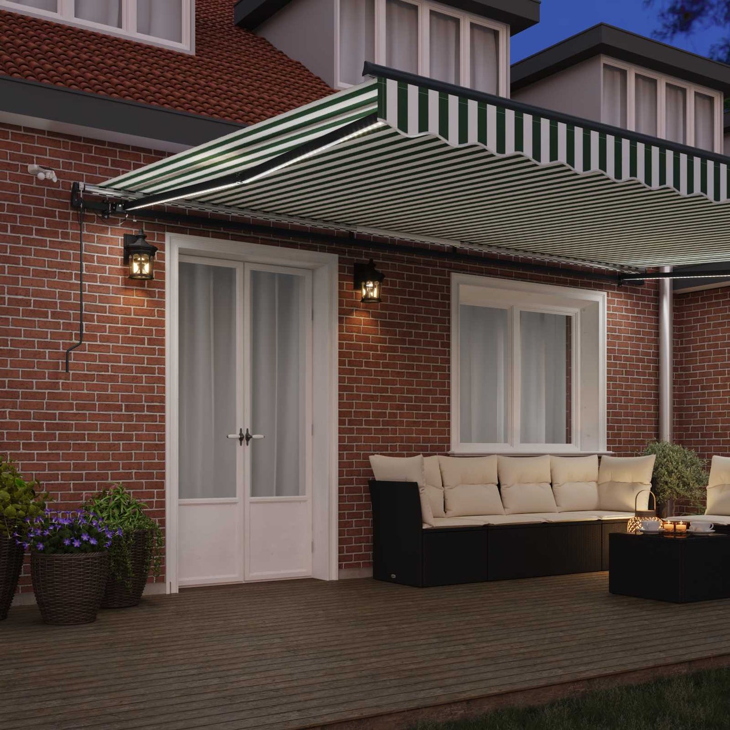 Tenda retrattile Verde e Bianco 500 × 300 cm Poliestere | homemem39