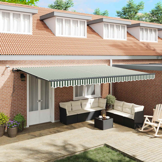 Tenda retrattile Verde e Bianco 500 × 300 cm Poliestere | homemem39