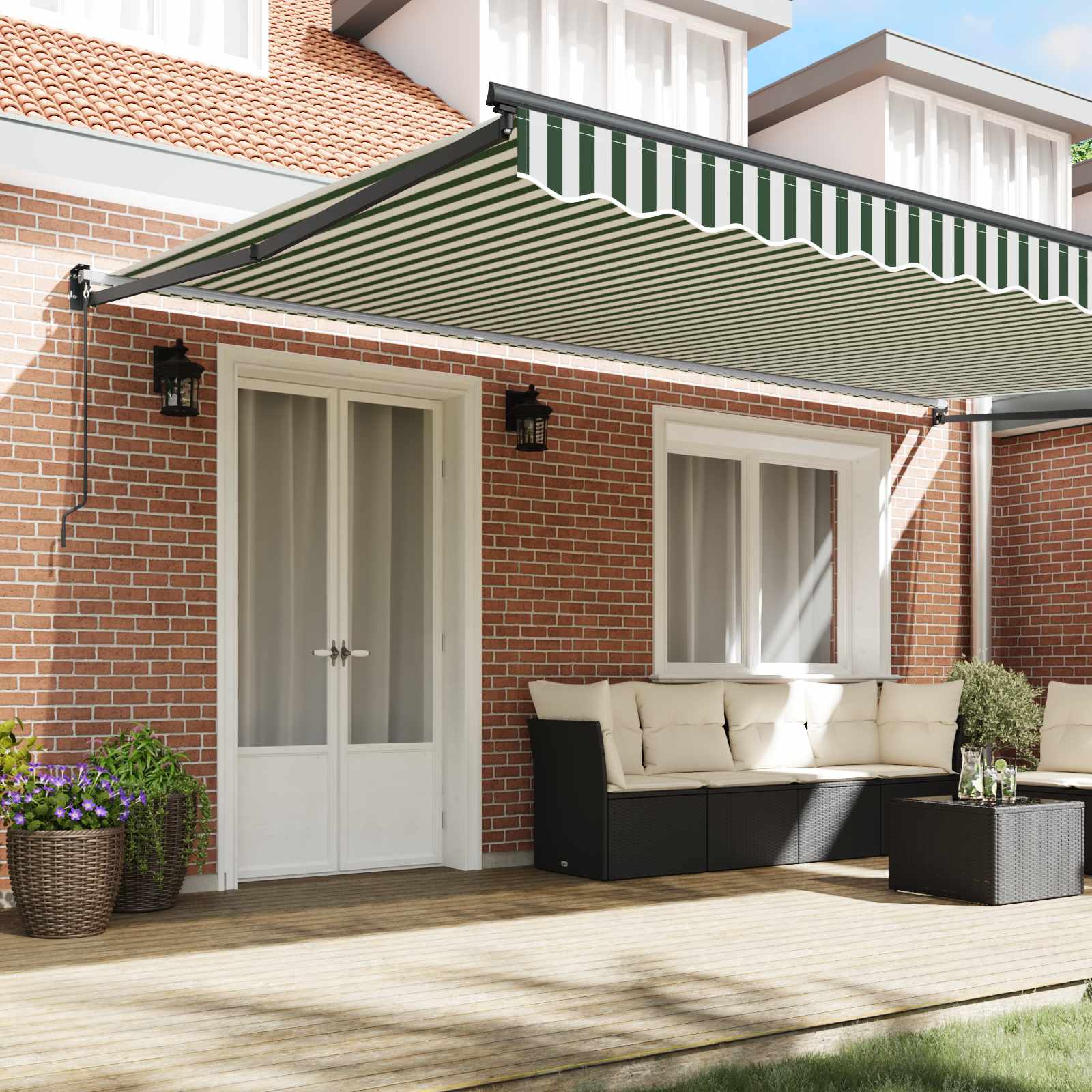 Tenda retrattile Verde 500 × 300 cm 100% Poliestere e Alluminio | homemem39