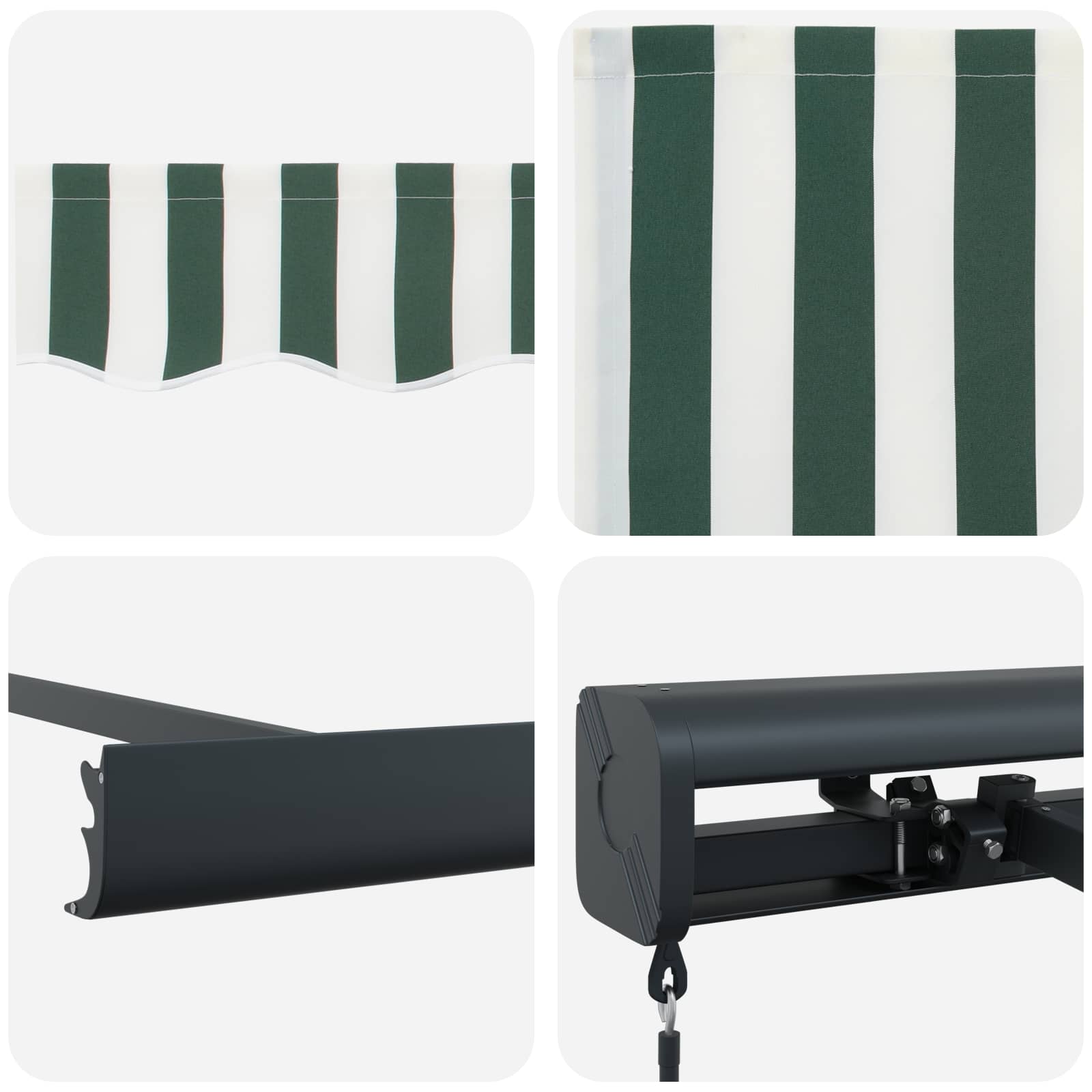Tenda Retrattile Verde e Bianco 500 × 300 cm Tessuto e Metallo | homemem39