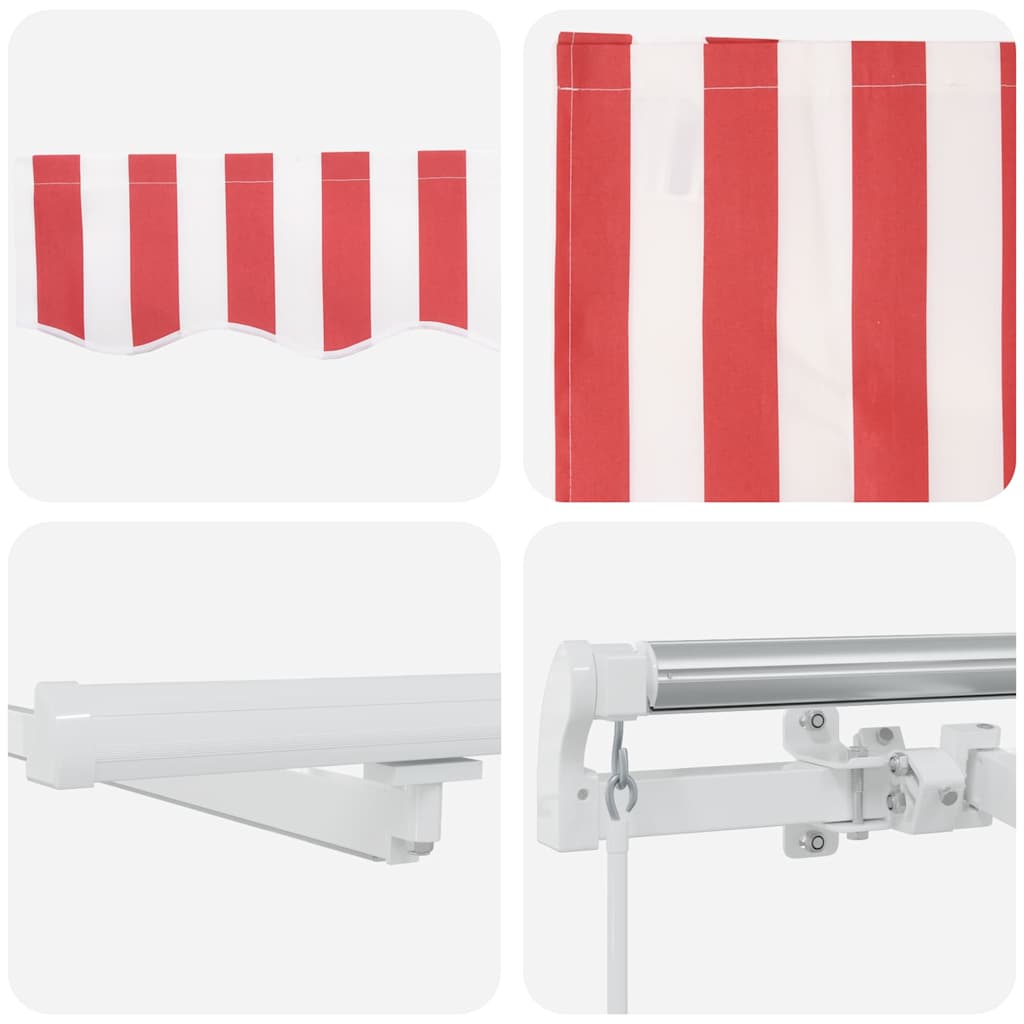 Tenda Retrattile Rosso e Bianco 500 × 350 cm Tessuto e acciaio | homemem39