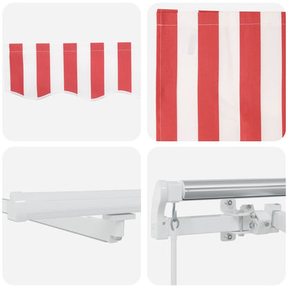 Tenda Retrattile Rosso e Bianco 500 × 350 cm Tessuto e acciaio | homemem39