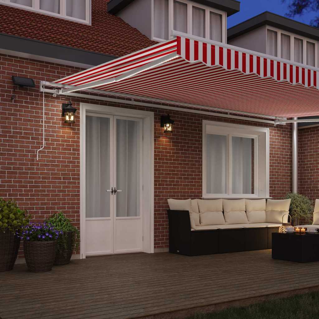 Tenda Retrattile Rosso e Bianco 500 × 350 cm Tessuto e acciaio | homemem39
