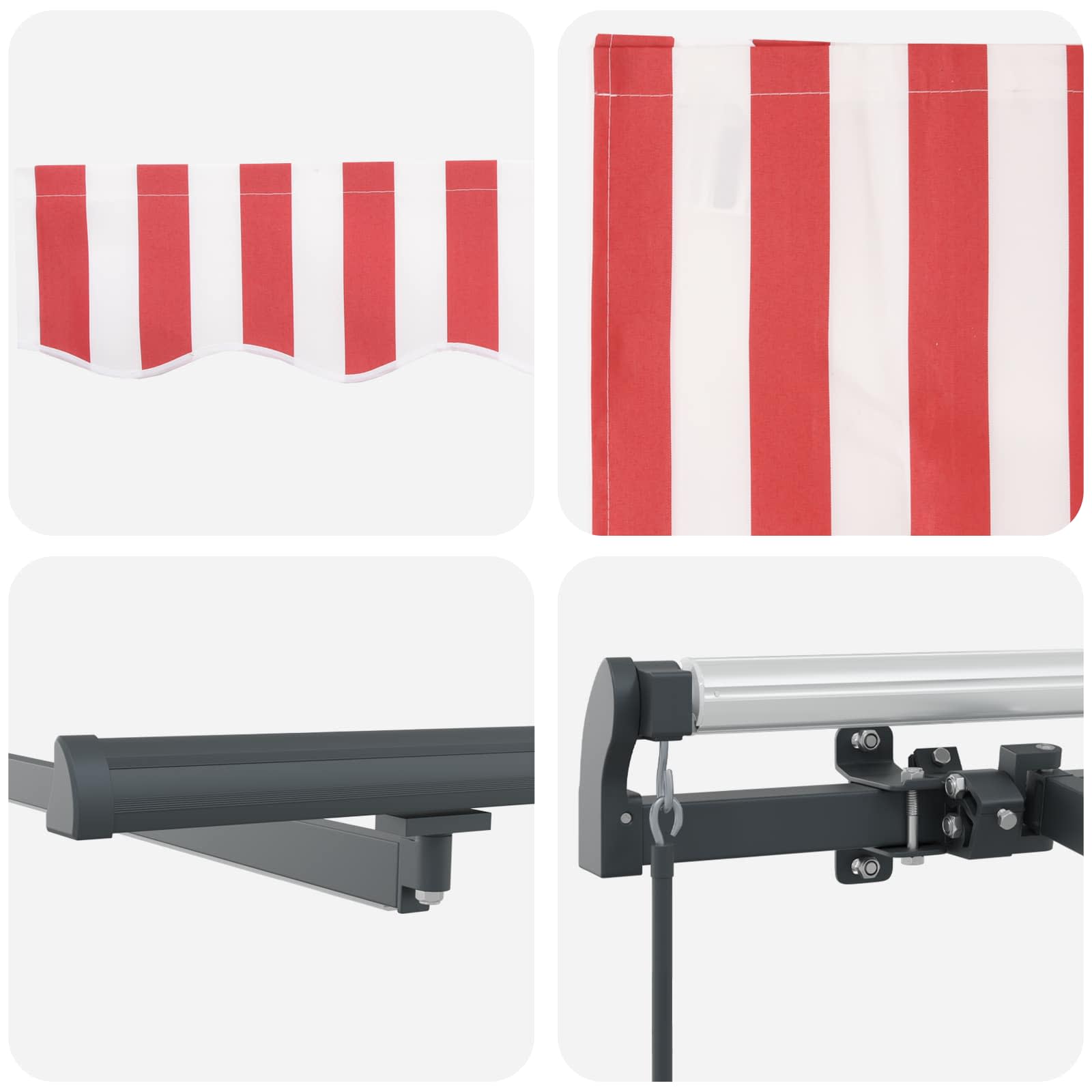 Tenda Retrattile Rosso e bianco 500 ×350 cm Tessuto | homemem39