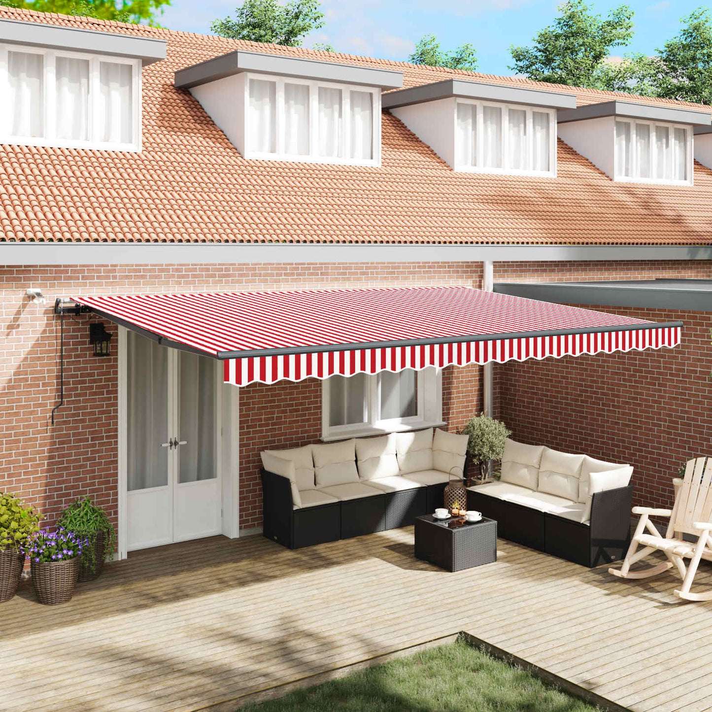 Tessuto per Tenda Rosso e Bianco 500 × 350 cm Poliestere | homemem39