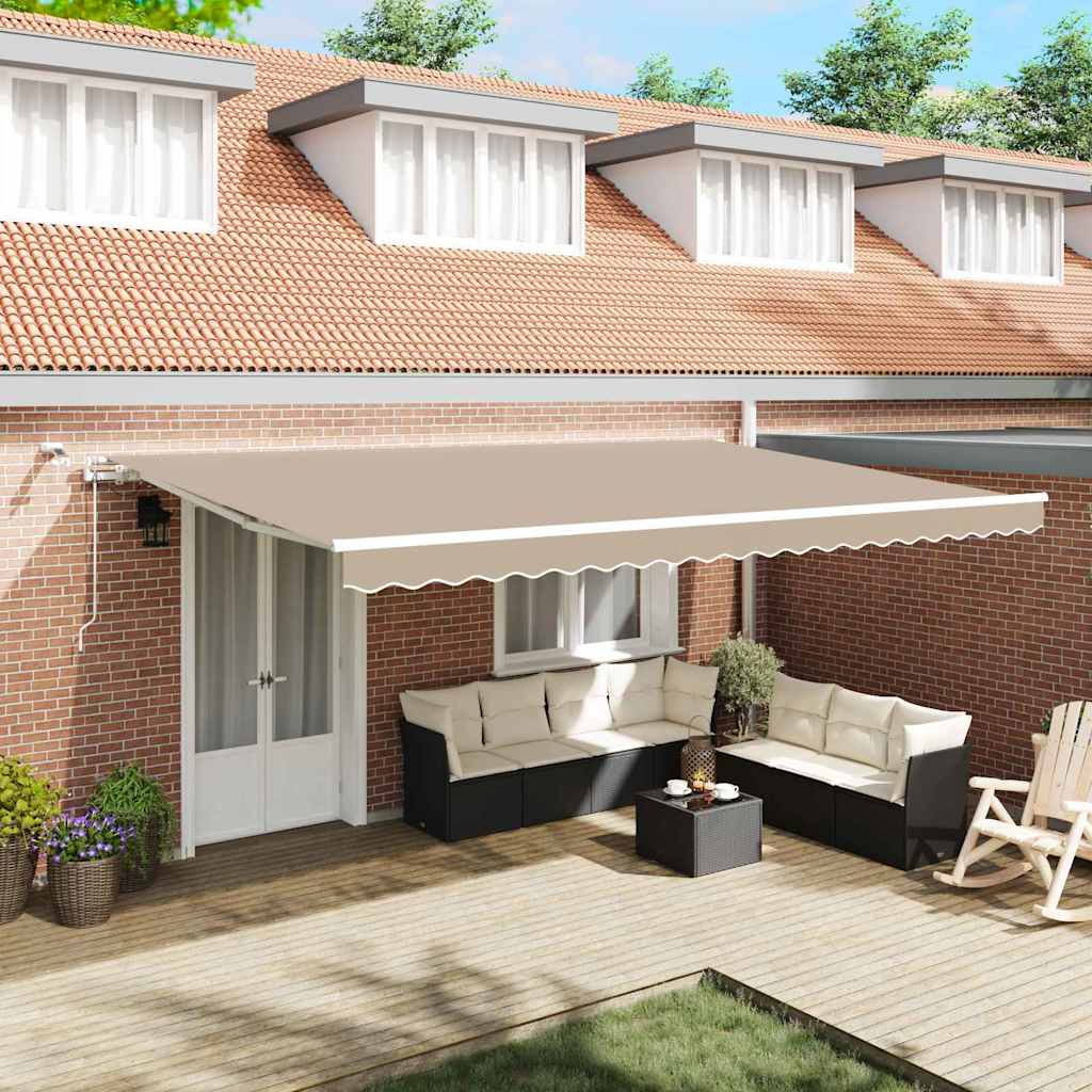 Tenda Retrattile Beige 500 × 350 cm Poliestere e Metallo | homemem39