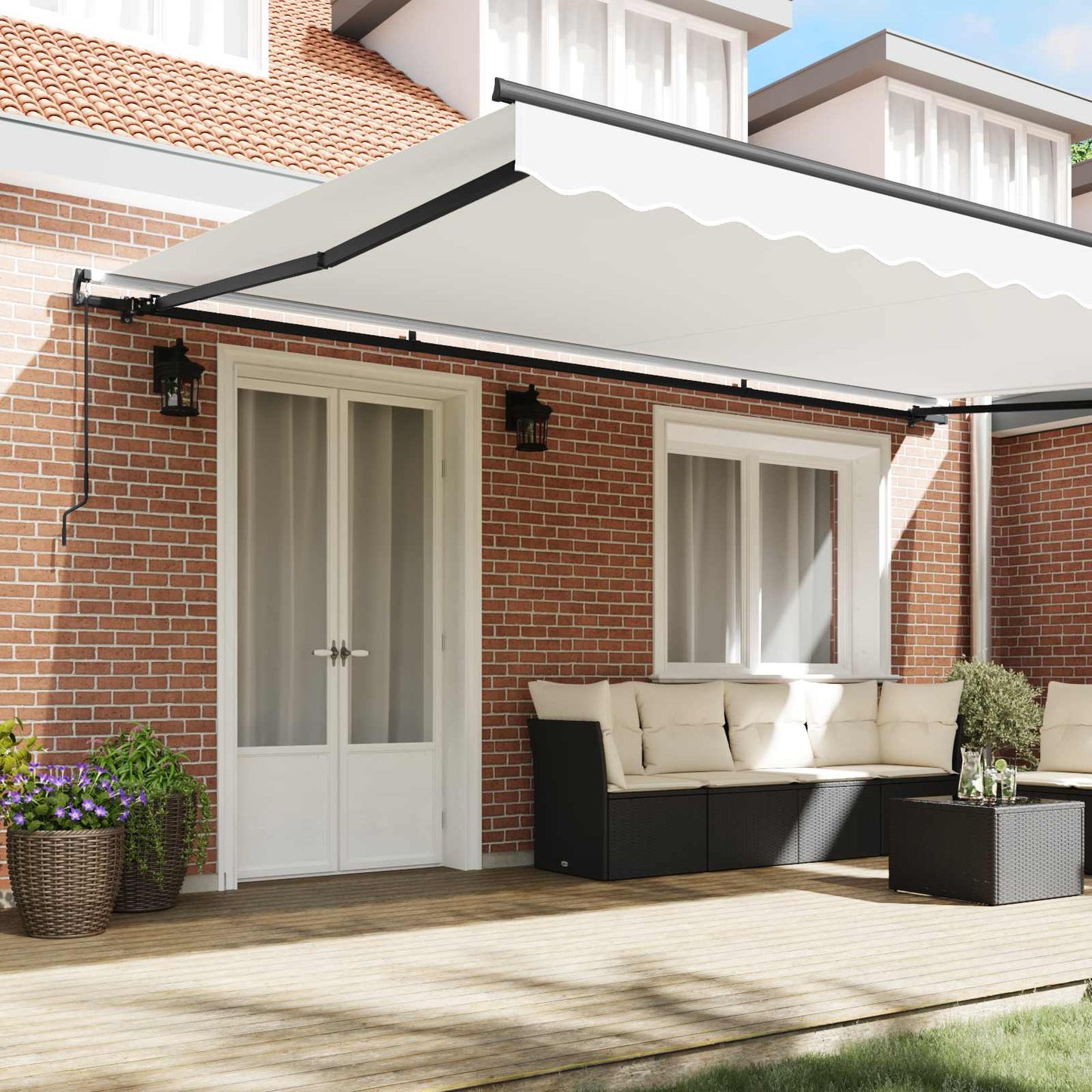 Tenda Retrattile Bianco 500 × 350 cm Poliestere e Acciaio | homemem39