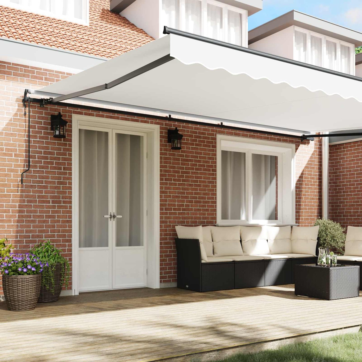 Tenda Retrattile Bianco 500 × 350 cm Tessuto e Alluminio | homemem39