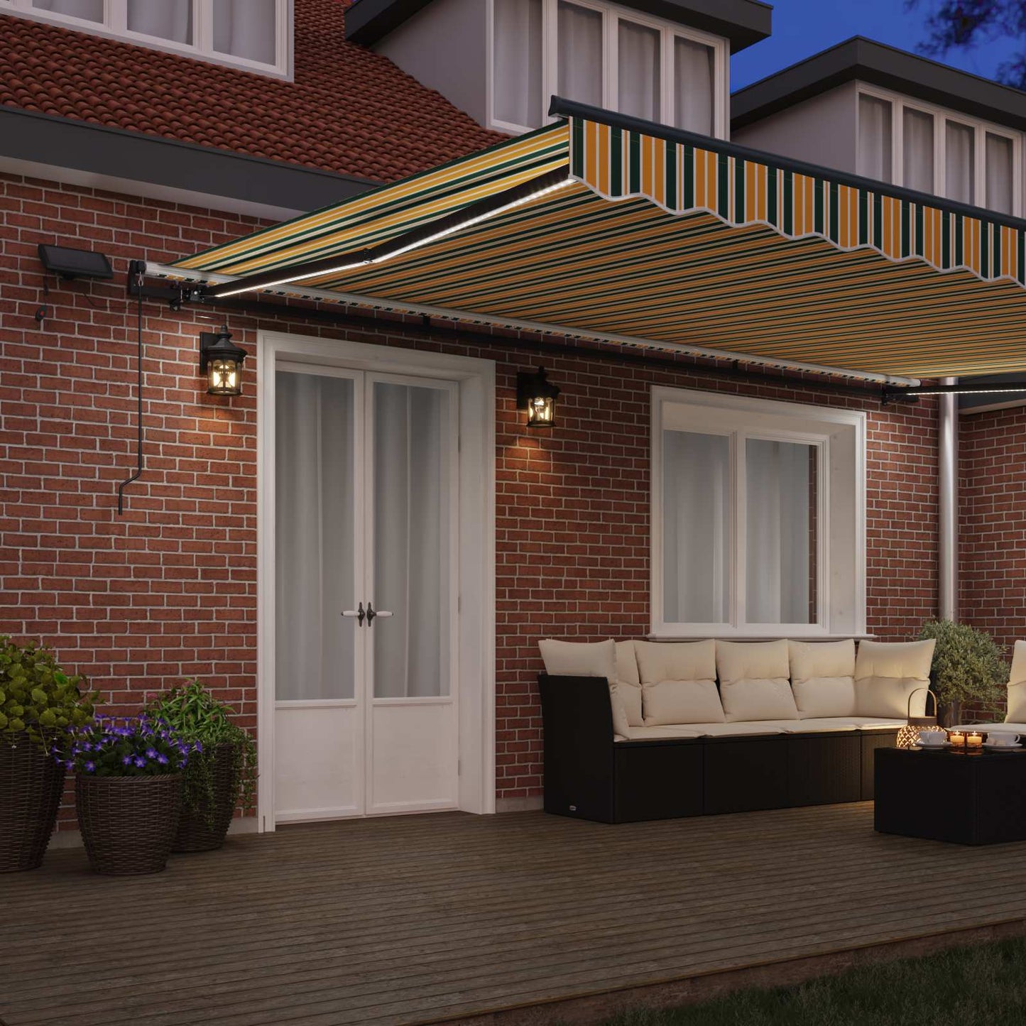 Tenda Retrattile Verde e giallo 500 ×350 cm Tessuto | homemem39
