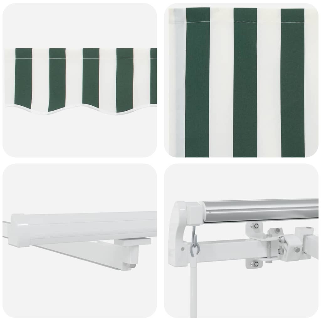 Tenda Retrattile Verde e Bianco 500 × 350 cm Tessuto e acciaio | homemem39