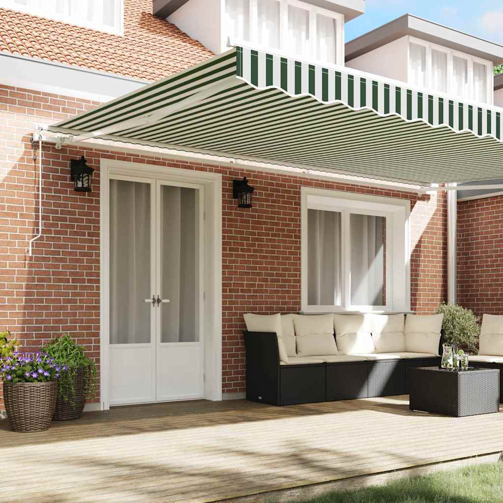 Tenda retrattile Verde e Bianco 500 × 350 cm