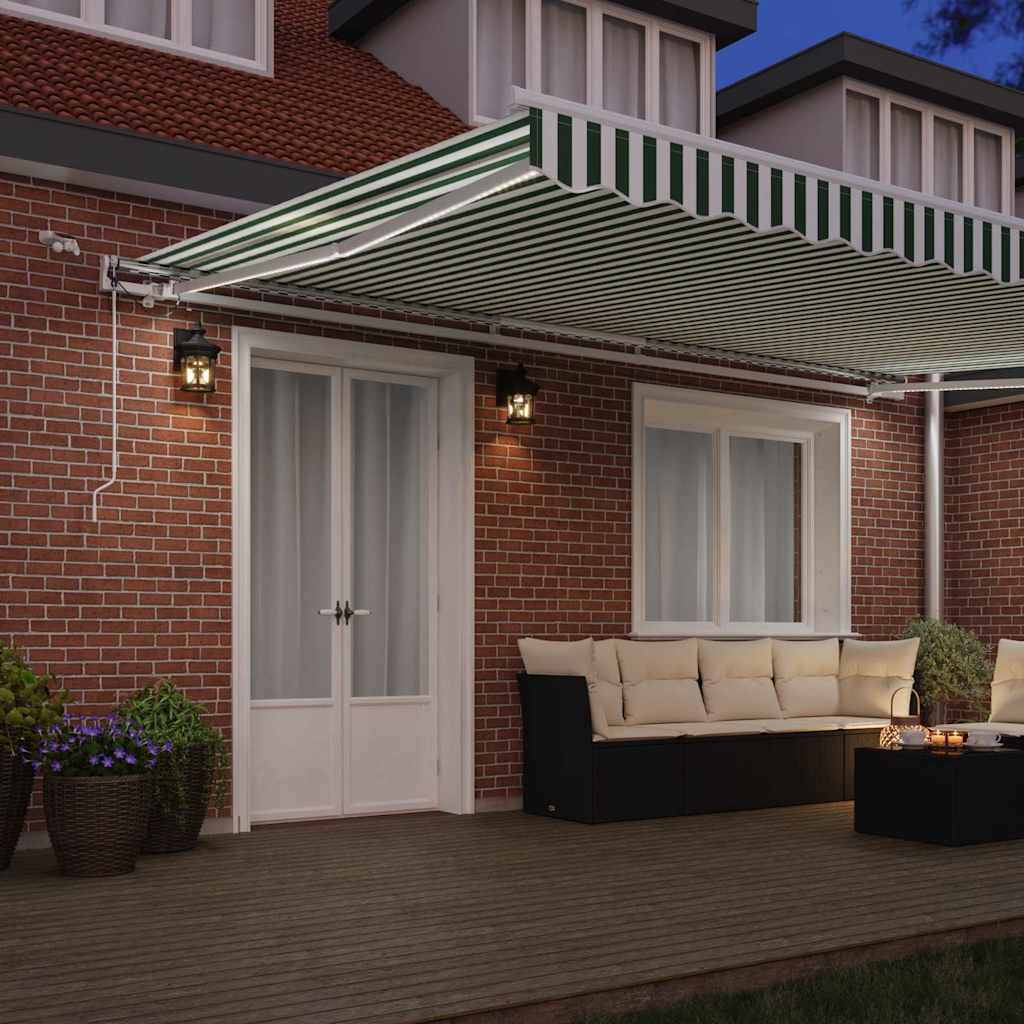 Tenda Retrattile Verde e Bianco 500 × 350 cm | homemem39