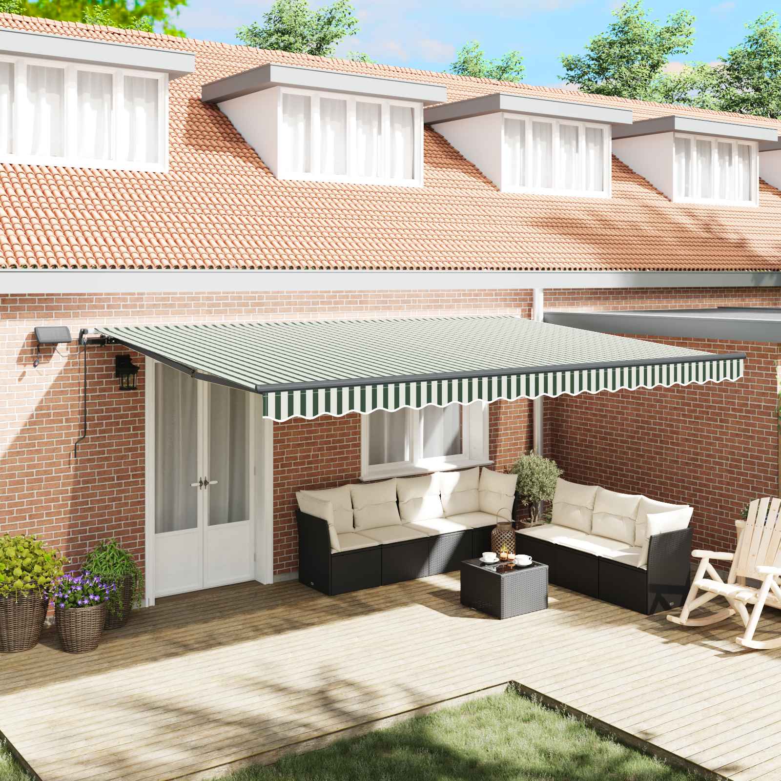 Tenda Retrattile Verde e bianco 500 ×350 cm Tessuto | homemem39