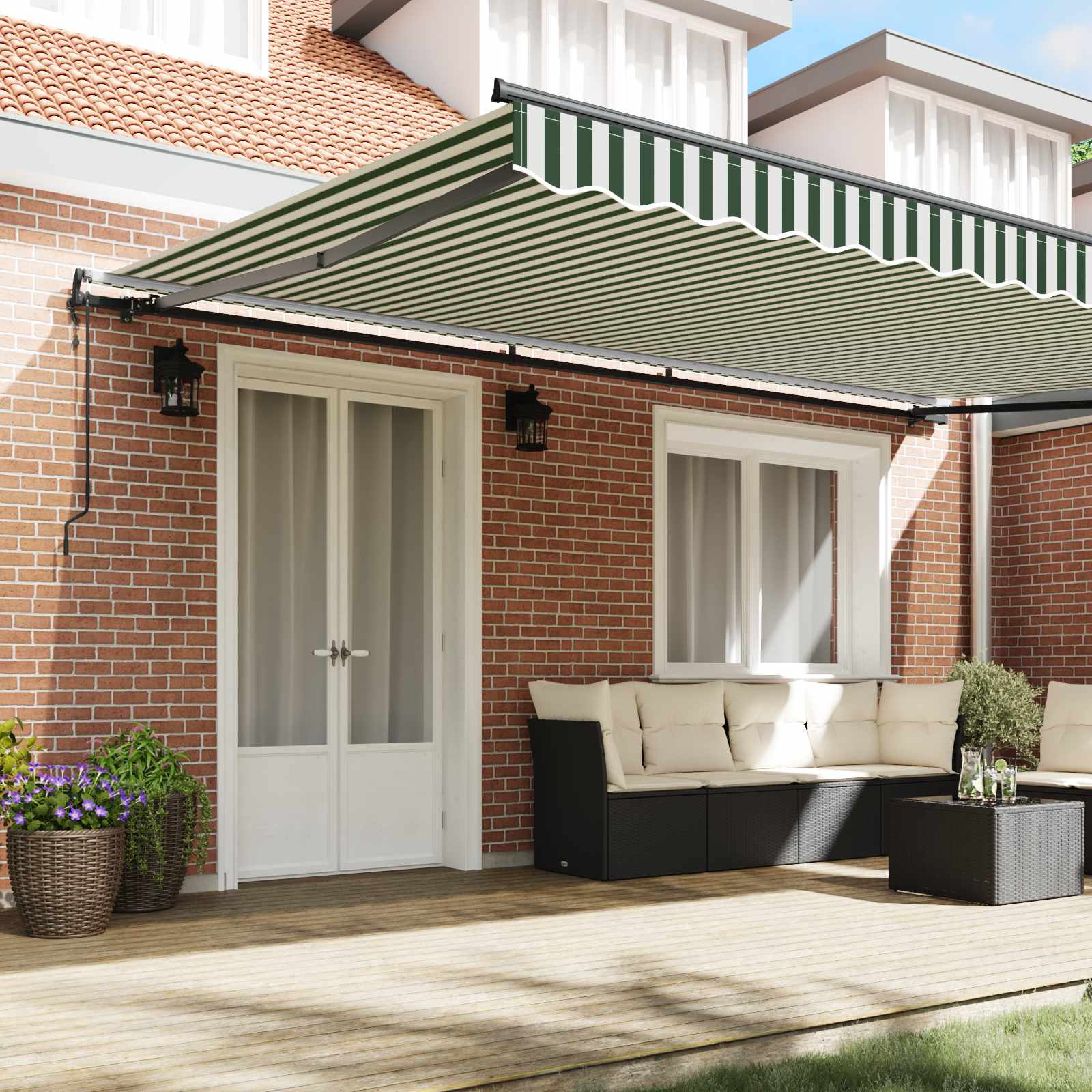 Tenda Retrattile Verde e Bianco 500 × 350 cm | homemem39