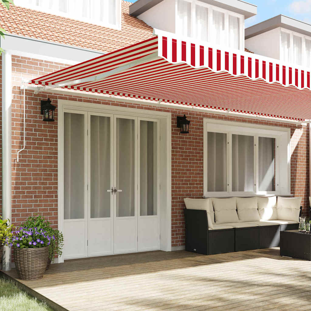 Tenda Retrattile Rigato Rosso e Bianco 600 × 300 cm - homemem39