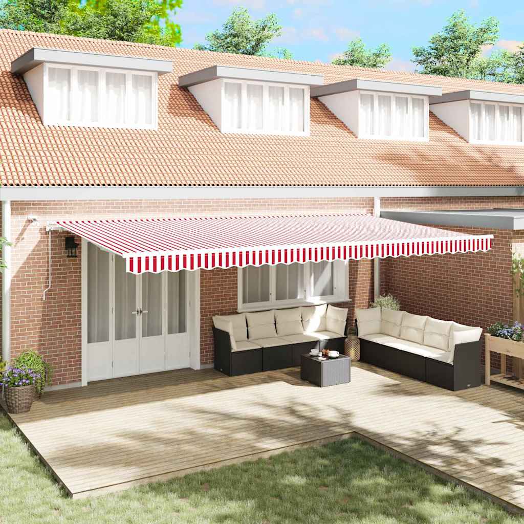 Tenda Retrattile Rosso e Bianco 600 × 300 cm Tessuto e Metallo - homemem39