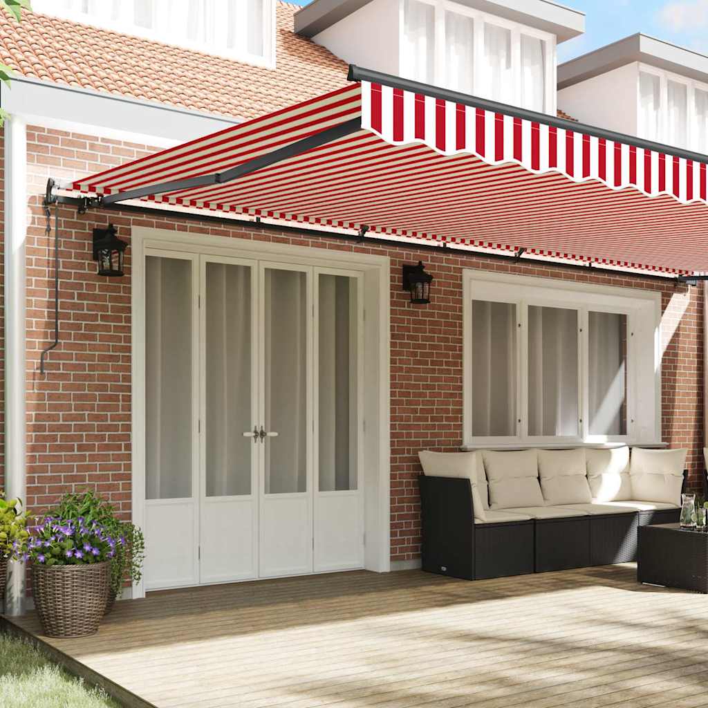 Tenda Retrattile Rosso e bianco 600 ×300 cm Tessuto - homemem39