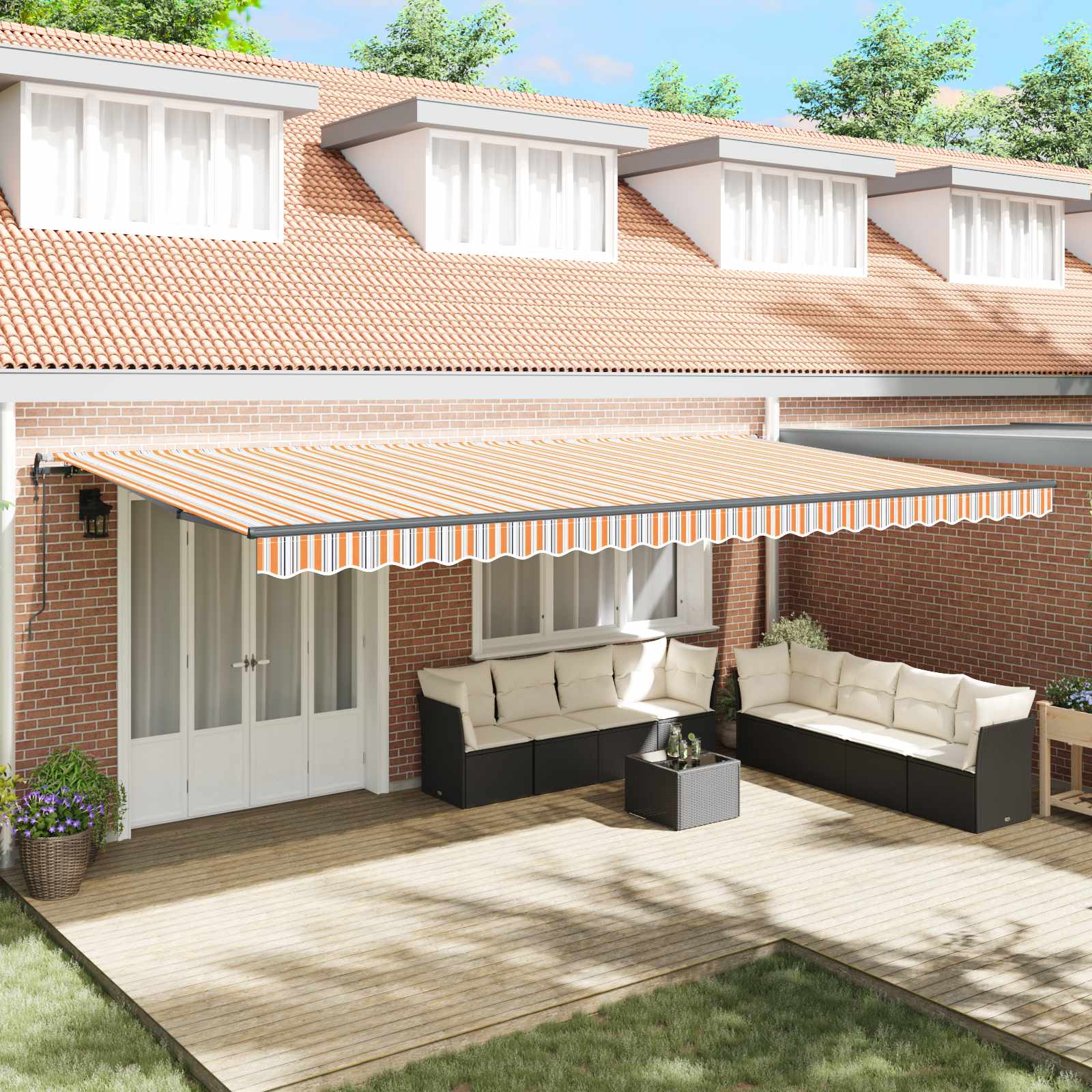 Tenda retrattile Multicolore 600 × 300 cm Tessuto e Alluminio | homemem39